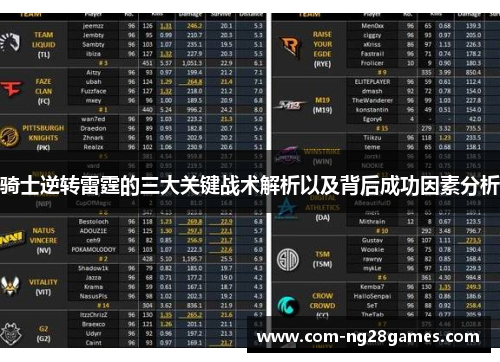 骑士逆转雷霆的三大关键战术解析以及背后成功因素分析